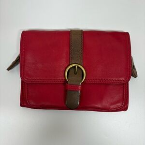 Cecile Jeanne Paris Leather Clutch‎ Wallet Red & Brown
